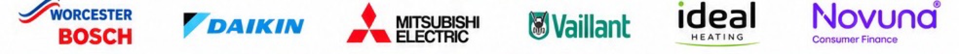 Worcester Bosch, Daikin, Mitsubishi Electric, Vaillant, Ideal, Novuna